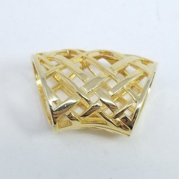 Vintage Gold Tone Scarf Necklace Slide, Woven Open Work Design, Retro Estate - Picture 2 of 5